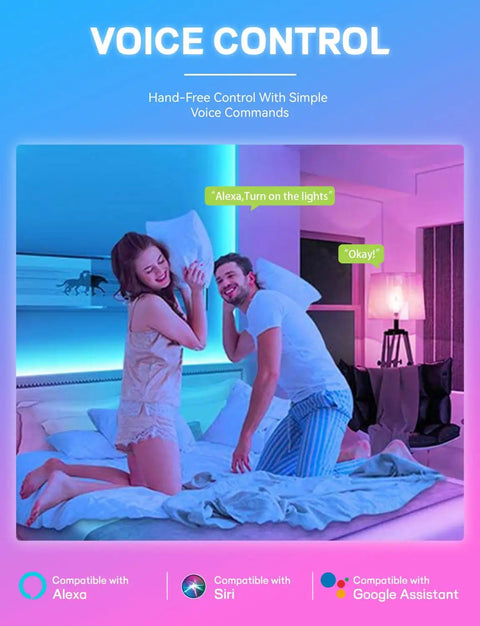 Couple using Smart Light Bulbs With WiFi And Bluetooth Five Point Zero Works With Alexa And Google Assistant App Control