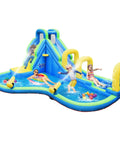 Inflatable Water Slide With Splash Pool, Arch, Climbing Wall And Two Water Cannons, Giant Backyard Water Park For Kids.