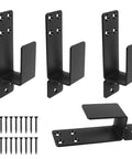 Heavy Duty Door Barricade Brackets Set For 2x4 Lumber U Shaped Gate Holder Drop Open Security Bar with screws, 4 pack