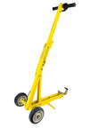 Yellow Heavy Duty Mower Jack Lift for commercial and residential mowers up to 800 pounds with wheels and handle visible