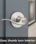 Rock Solid Entry Door Handle With Lock And Key Reversible Lever Satin Nickel Finish interior view