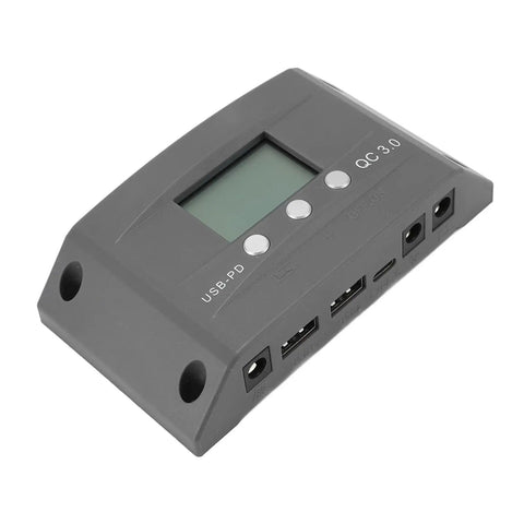 Beefed Up 50A MPPT Solar Charge Controller With LCD Display And Dual USB Ports For 12V 24V Auto Adaptive Charging Ideal For Solar Panels Camping And Outdoor Adventures, gray plastic