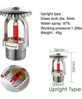 Hella Effective Top Shelf 5 Piece Fire Sprinkler Heads Straight Up Heavy Duty Brass With Fast Heat Activation And Tight Half Inch Npt Threads For Reliable Upright Water Spray Inside Your Space - close-up of an upright brass sprinkler head with glass bulb.