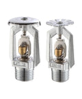 No Fuss Five Piece Fire Sprinkler Head Kit With Quick Blow Fusible Link and Wide Seventy Two Degree Spray Pattern, silver color.