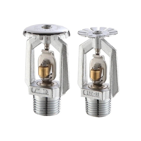 No Fuss Five Piece Fire Sprinkler Head Kit With Quick Blow Fusible Link and Wide Seventy Two Degree Spray Pattern, silver color.
