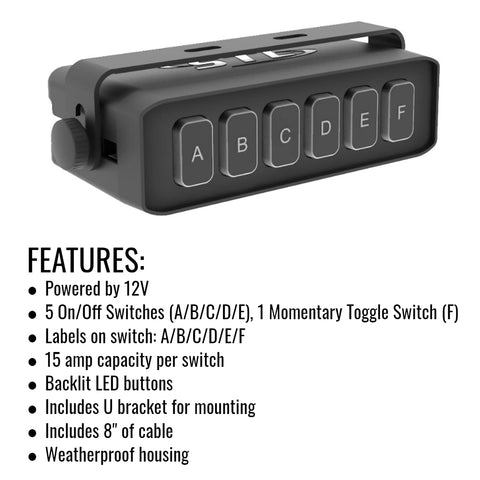 Universal Weatherproof Rocker Panel Switch Box With On Off And Momentary Switches 3 To 6 Switches Aluminum Housing