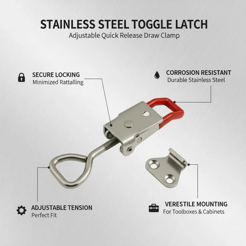 Stainless Steel Adjustable Toggle Latch With Quick Release Draw Clamp For Toolboxes, Cabinets And Storage Cases Secure And Vibration Resistant