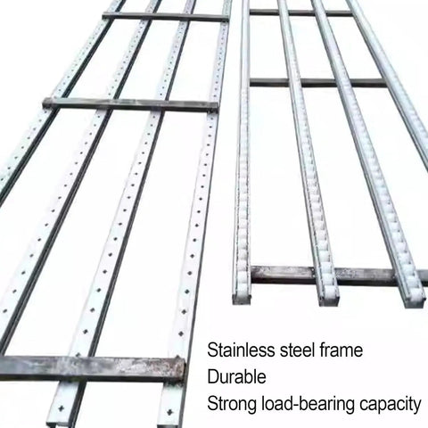 Heavy Duty Silver Gravity Roller Conveyor Slide Bar 30Cm By 250Cm showing stainless steel frame with durable design for warehouse use.