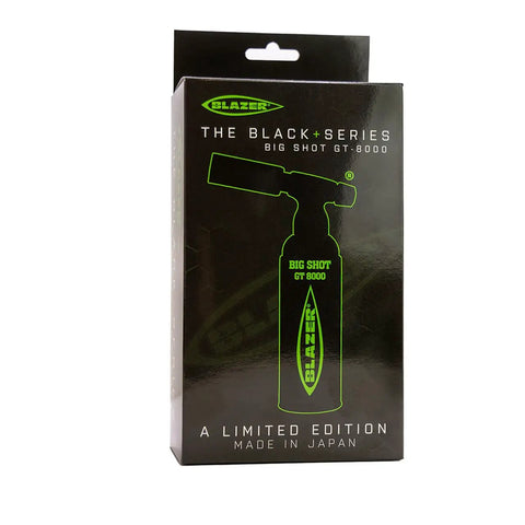 Limited edition packaging of GT8000 Big Shot Butane Torch With Attachable Tabletop Base, Anti Flare Brass Frame Nozzle, Gas Flow Dial