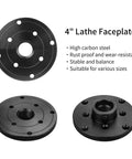 Rock Solid 4 Inch Wood Lathe Faceplate Made From Dang Tough Steel With A Rust Proof Black Finish And Eight Screw Holes