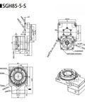 Technical drawing of Hollow Shaft Rotary Actuator 85 With 360 Degree Rotating Table And 10 18 Ratio for Nema 23 Stepper Motor.