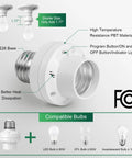 Remote Control Light Socket With 200ft Range Turns Lights On From Across The Room No Wiring Needed Easy Plug And Play Wireless Wall Mount Switch For Pull Chain Fixtures E26 E27 Lamp Socket FCC Listed with focus on bulb compatibility and features