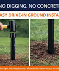 14 Ft Beefy Modular Ground Mount Pole Kit With Drive In Install No Digging Or Concrete Made In USA Galvanized Steel Black