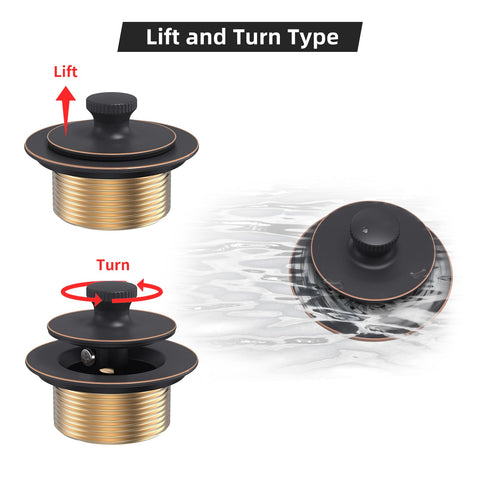Oil Rubbed Bronze Tub Drain Trim Set Conversion Kit, All Brass Lift And Turn Bathtub Drain Replacement close-up views