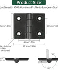 Dimensions of 2 Pack 4040 Zinc Alloy Hinges For Aluminum Extrusion Profiles 180 Degree Adjustable Folding Door Hinge