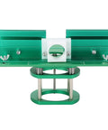 Heavy Duty Nitty Gritty Pro Router Lift Plate System For Woodworking Benches showing green aluminum build with height adjustment features.