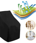 Waterproof Outdoor Stackable Chair Cover For Patio Chairs 210D Heavy Duty Fabric With All Weather Protection Fits 25 By 25 By 47 Inches Stacking Chairs Black