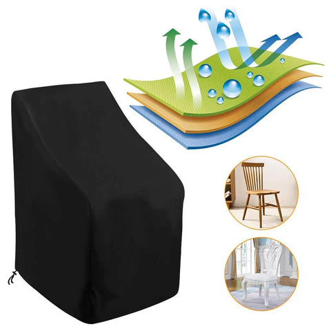 Waterproof Outdoor Stackable Chair Cover For Patio Chairs 210D Heavy Duty Fabric With All Weather Protection Fits 25 By 25 By 47 Inches Stacking Chairs Black