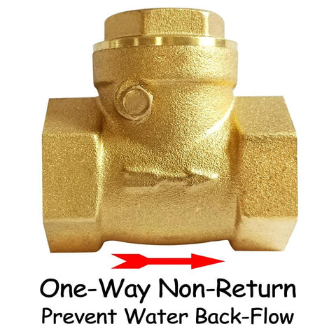 Solid brass 1/2-inch horizontal swing check valve with female threads for back-flow prevention.