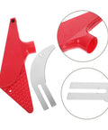 Red Table Saw Guard Shell with Material Separating Knife, universal dustproof safety cover detail view, red and silver color