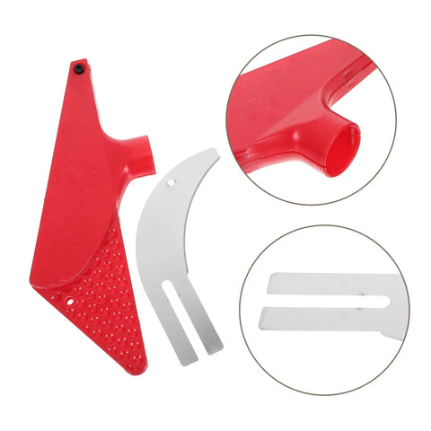 Red Table Saw Guard Shell with Material Separating Knife, universal dustproof safety cover detail view, red and silver color