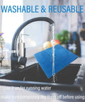 9 Pack Blue Cloth Reusable Dry Filter Bags For Stanley Shop Vac being rinsed under running water in a sink