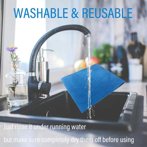 9 Pack Blue Cloth Reusable Dry Filter Bags For Stanley Shop Vac being rinsed under running water in a sink