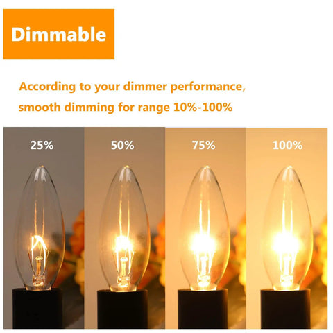 Retro Style Incandescent B10 Light Bulbs 40W 380 Lumens Clear Dimmable E12 Edison Candle Bulbs for Chandeliers dimming stages
