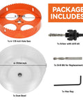 6-1/8 Inch Bi-Metal Hole Saw Kit For Recessed LED Lights With Dust Bowl Catcher, Arbor With Drill Bit, Replacement Bit, Hex Key