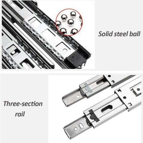 Beefy Stainless Steel Drawer Slides With Soft Close And Full Extension, Three Section Damping Track, 20 In Length, 2 Pack