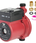 Automatic Hot Water Recirculating Pump 7 GPM 32 Ft Head Three Quarter Inch Score features red housing and controls for manual and auto operation.