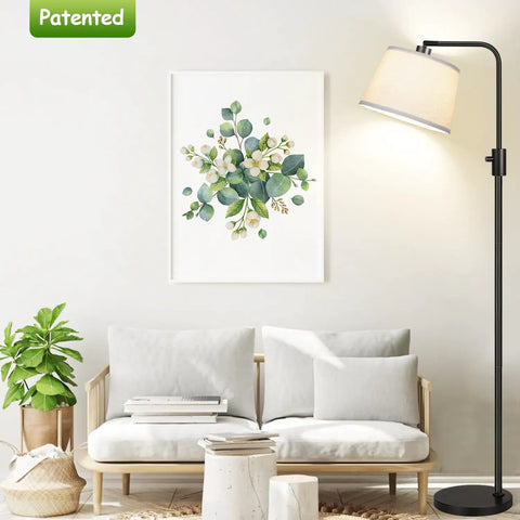 Fully Dimmable Arc Floor Lamp With 1000 Lumens LED Edison Bulb Included Modern Tall Standing Lamp in living room with black linen shade