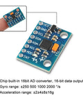 GY-521 MPU-6050 6 DOF Sensor Module Pack With 3 Axis Accelerometer Gyroscope And 16 Bit ADC Output I2C Data Interface For Arduino DIY Projects Five Piece Kit For Easy Prototyping And Robotics, blue PCB sensor module