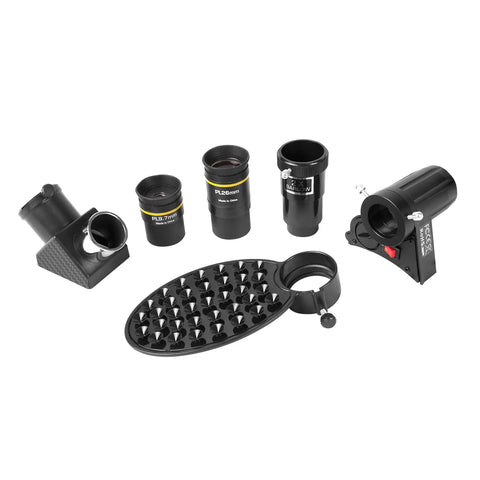 70mm Telescope With Phone Adapter Carbon Fiber Body Silver Finish For Epic Moon And Planet Views Includes Two Plossl Eyepieces And 2x Barlow Lens