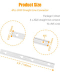 4Pcs 2020 Straight Line Connector For T Slot Aluminum Extrusion With M5 Screws 3.9 Inch Joint Brackets 6mm Slot dimensions