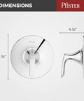 Single Handle Tub and Shower Valve Trim Kit in Polished Chrome for OX8 Series Pressure Balancing Valve R891WRC Replacement dimensions