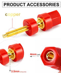 Dead Simple Plug And Play Speaker Binding Posts, M5 By 50mm Pure Copper Audio Terminals, Red audio clip with gold connector.