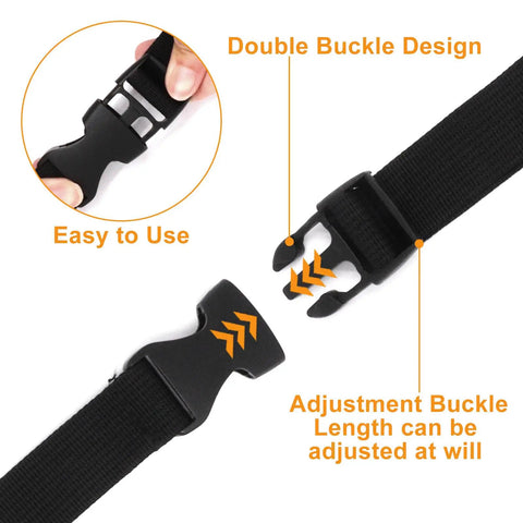 Close-up of Three Pack Heavy Duty Nylon Tie Down Straps with Buckles, Adjustable 1 Inch by 47 Inch, showing buckle design