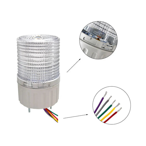 Industrial Grade LED Rotating Strobe Beacon For Emergency Warning, 24V DC Revolving Signal Light With Buzzer wiring details