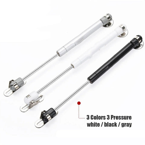 Soft Closing Cabinet Hinges For Kitchen Cupboards And Toy Box Lids, Heavy Duty Gas Strut Support 6kg To 15kg, Gray Finish, shown in three colors