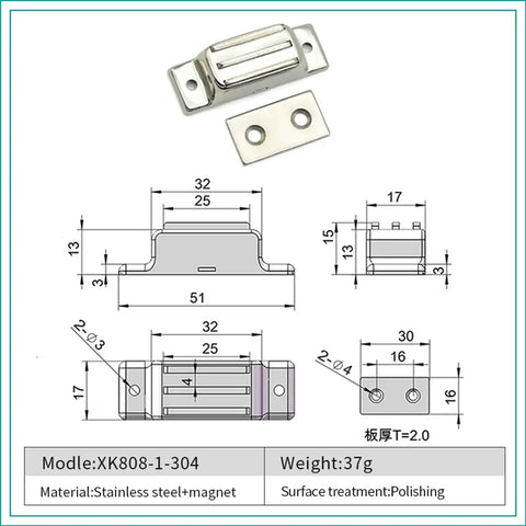 Stainless Steel Magnetic Door Catch Latch Heavy Duty Self Closing Hardware For Interior Doors Cabinets Closets And Car Use Quick Mount 1