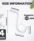 Heavy Duty Closet Rod Center Supports Four Piece Rock Solid Premium Wall Mount Steel Brackets Zero Sag Guarantee, size information with measurements.