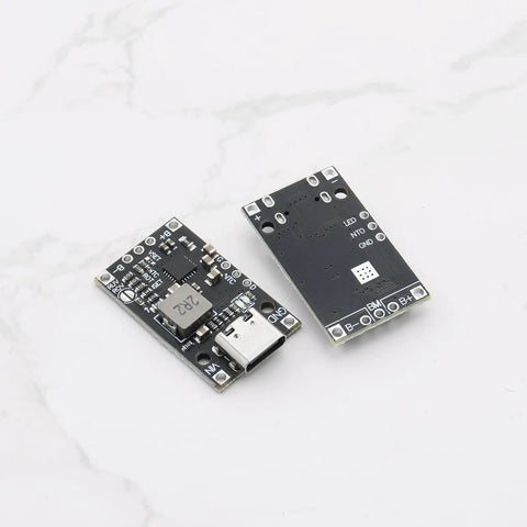 Two Piece 2S 3S Bms Charger Protection Board For Lithium Ion Polymer Batteries Featuring Type C Input Plus 1.5A Boost Module, compact size.