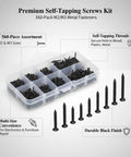 Self-Tapping Screw Set For Wood, Plastic And Thin Sheet Metal Repairs With Durable Storage Case, screws displayed in organizer