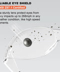 Impact-resistant demonstration of 12 Pack Clear Safety Glasses With ANSI Z87.1 Certification deflecting high-speed object.