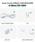 4.92ft Power Cord Connector Kit For 8x16mm LED Neon Rope Light Not RGB Compatible With Pins, End Caps, And Heat Shrink Tubes