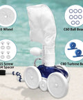 Replacement Pool Cleaner Kit For Polaris 180 And 280 Includes 3 C6 Large Wheels 8 C60 Wheel Bearings and C80 Turbine Bearings