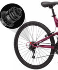 8 Piece Aluminum Alloy Bike Flywheel Hub Washer Spacer Set With Seven Sizes 1.0mm 1.5mm 1.85mm 2.0mm 2.18mm 2.35mm 2.5mm For MTB Road Bike Bottom Bracket Cassette Gasket Kit shown with a close-up of hub assembly on a red bike.