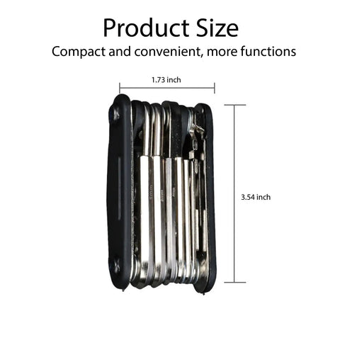 16 In 1 Bike Repair Kit Multitool With Wrench And Screwdriver For Camping And Travel showing compact size dimensions