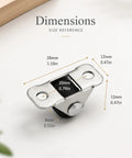 Eight Pack Of One Half Inch Rigid Caster Wheels With Compact Low Profile Design For Smooth Rolling On Desks And Furniture Includes Premium Hardware Pieces dimensions illustration showing sizes and measurements of the wheels.